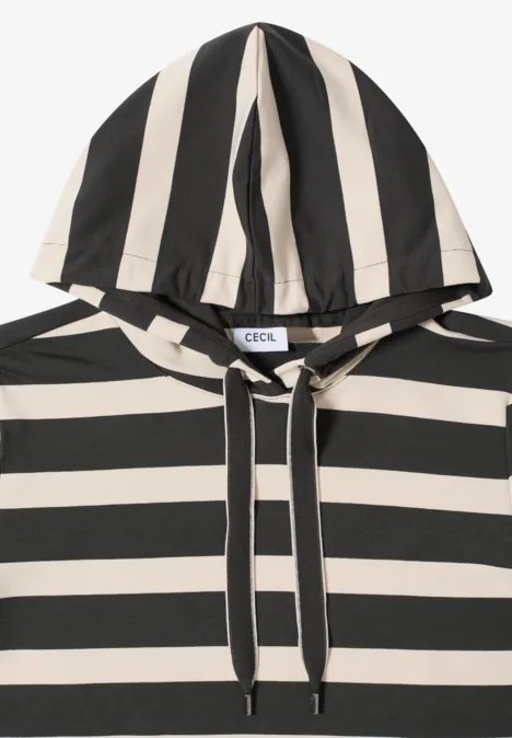 Gestreiftes Hoodie-Shirt raw khaki Gestreiftes Hoodie-Shirt raw khaki