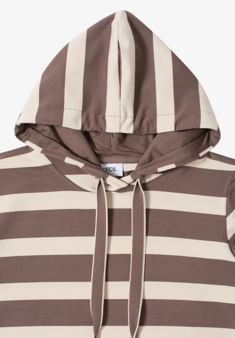 Gestreiftes Hoodie-Shirt urban taupe Gestreiftes Hoodie-Shirt urban taupe