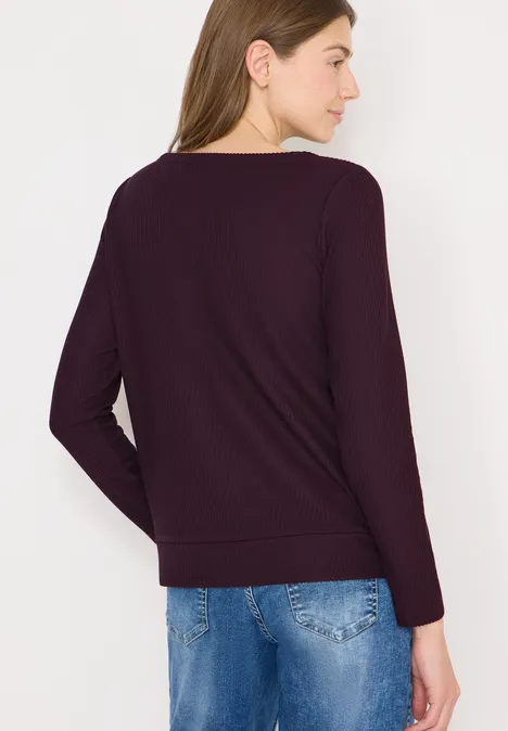 Getextureerd shirt met lange mouwen eggplant red