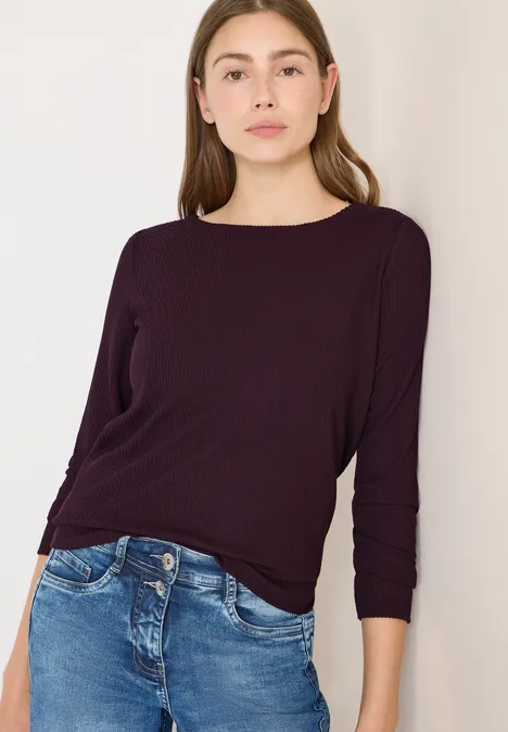 Getextureerd shirt met lange mouwen eggplant red