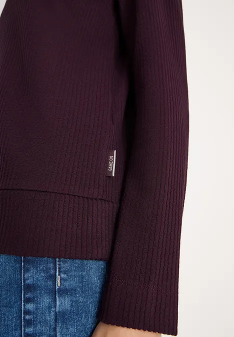 Getextureerd shirt met lange mouwen eggplant red