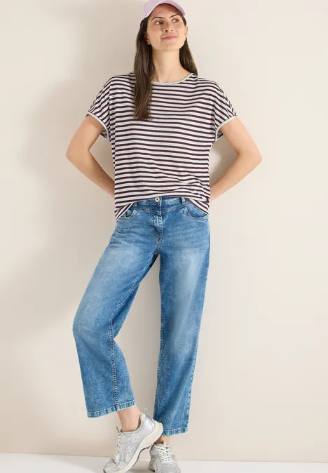 T-shirt à col bateau et à rayures rich burgundy