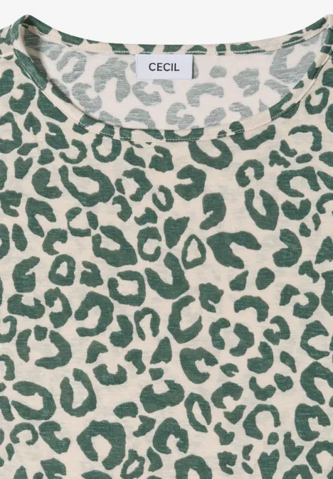 T-shirt look lin avec imprimé léopard macadamia beige