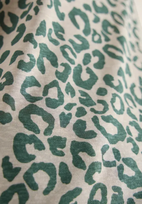 T-shirt look lin avec imprimé léopard macadamia beige
