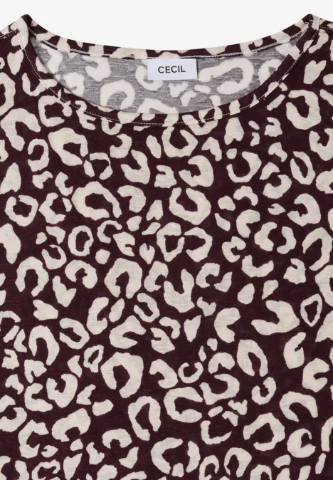 T-shirt look lin avec imprimé léopard rich burgundy