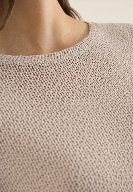 chemise à manches 3/4 en look ajouré macadamia beige