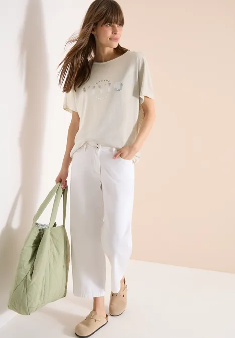 Dropped Shoulder Shirt in Leinen-Optik macadamia beige