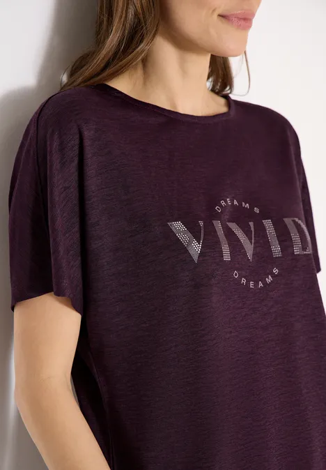 Dropped Shoulder Shirt in Leinen-Optik rich burgundy