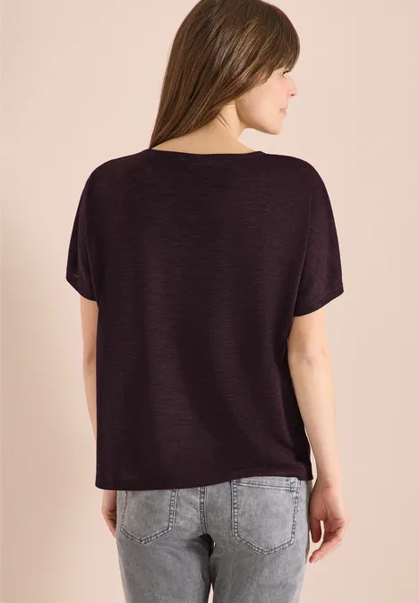 Dropped Shoulder Shirt in Leinen-Optik rich burgundy