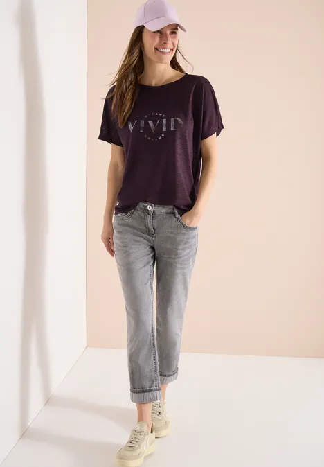 Dropped Shoulder Shirt in Leinen-Optik rich burgundy