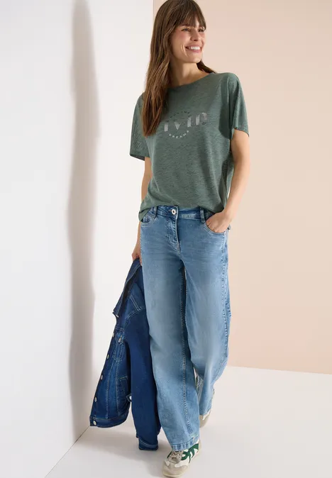 Dropped Shoulder Shirt in Leinen-Optik just khaki