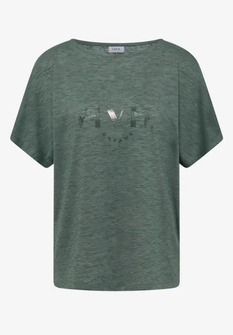 Shirt met overhangende schouders in linnenlook just khaki