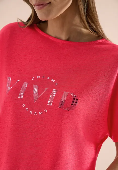 Dropped Shoulder Shirt in Leinen-Optik fresh red