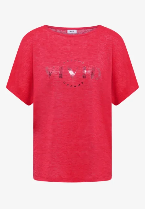 Dropped Shoulder Shirt in Leinen-Optik fresh red