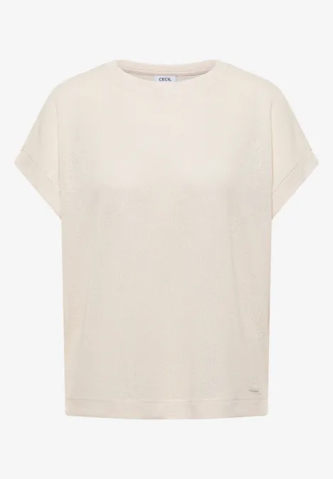T-shirt avec boatneck au look tricoté macadamia beige