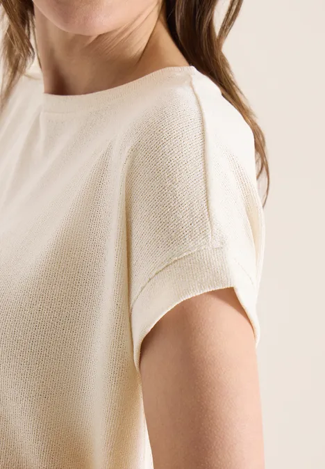 T-shirt avec boatneck au look tricoté macadamia beige