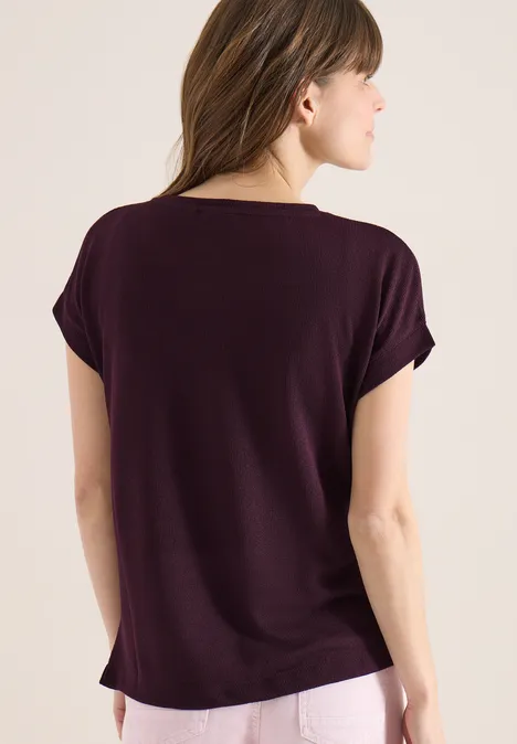 T-shirt avec boatneck au look tricoté rich burgundy T-shirt avec boatneck au look tricoté rich burgundy