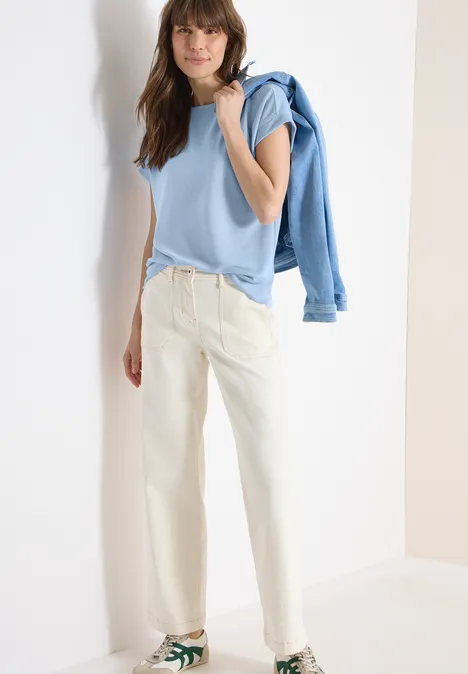 T-shirt avec boatneck au look tricot fresh water blue T-shirt avec boatneck au look tricot fresh water blue