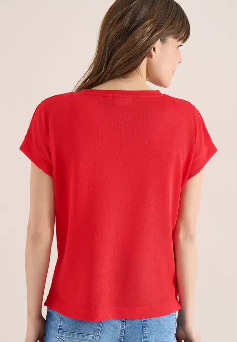 T-shirt avec boatneck au look tricoté fresh red T-shirt avec boatneck au look tricoté fresh red