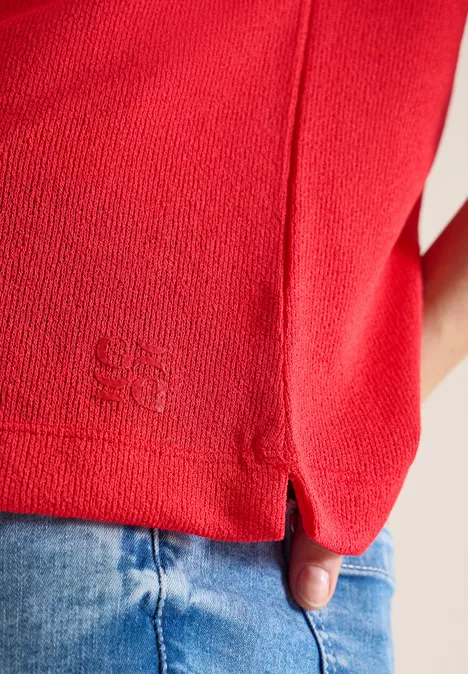 T-shirt avec boatneck au look tricoté fresh red T-shirt avec boatneck au look tricoté fresh red