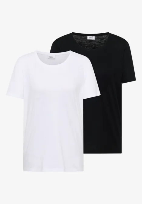 Basic T-Shirt mit Rundhals im 2er-Pack black/white