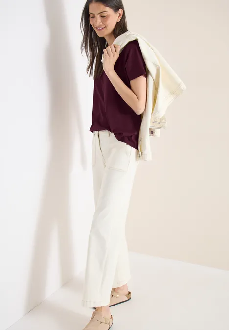 Basic T-Shirt mit Rundhals im 2er-Pack blush rose/sweet grape red