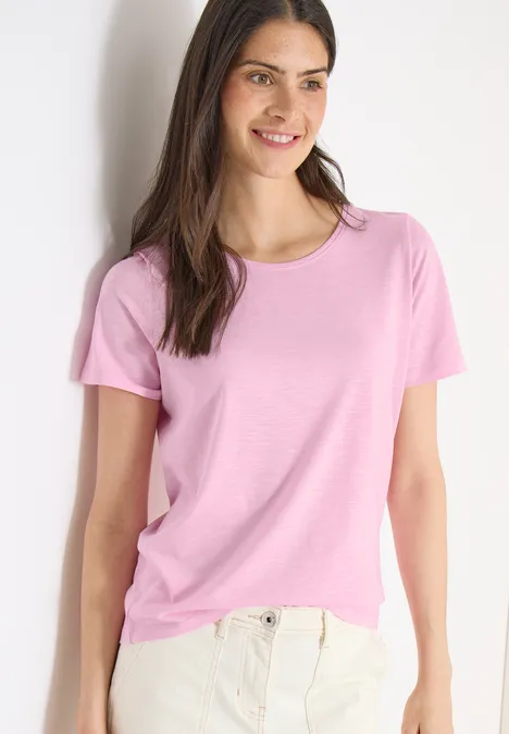 Basic T-Shirt mit Rundhals im 2er-Pack blush rose/sweet grape red