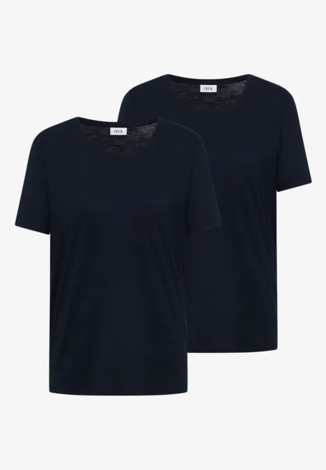 Basic T-Shirt mit Rundhals im 2er-Pack universal blue/universal blue