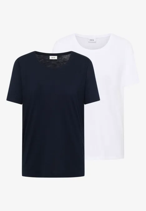Basic T-Shirt mit Rundhals im 2er-Pack universal blue/white