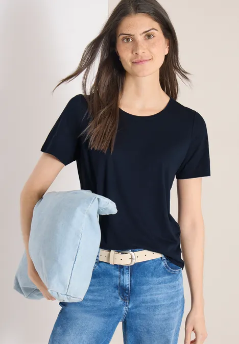 Basic T-Shirt mit Rundhals im 2er-Pack universal blue/white