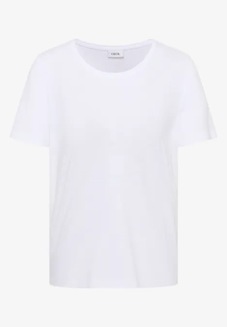 Basic T-Shirt mit Rundhals im 2er-Pack urban taupe/white Schlichtes weißes T-Shirt mit Rundhalsausschnitt vor neutralem Hintergrund.