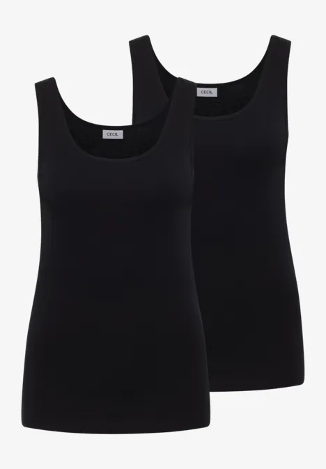 Basic Top mit Rundhals im 2er-Pack black/black