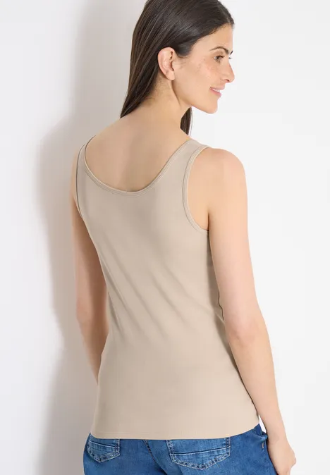 Basic Top mit Rundhals im 2er-Pack grain beige/black