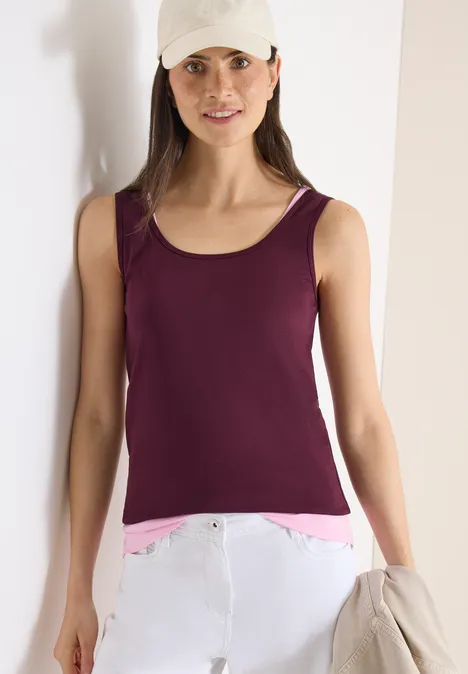 Basic Top mit Rundhals im 2er-Pack blush rose/sweet grape red