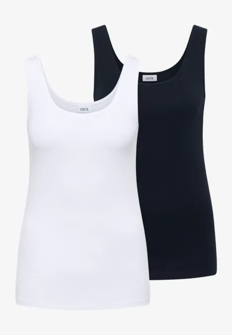 Basic Top mit Rundhals im 2er-Pack universal blue/white