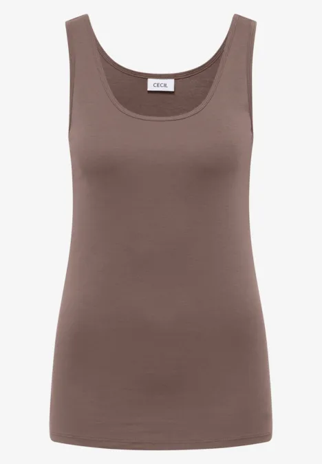 Basic Top mit Rundhals im 2er-Pack urban taupe/white Schlichtes, braunes ärmelloses Top für Damen aus weichem Stoff.