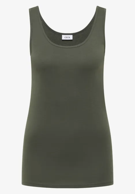 Basic Top mit Rundhals im 2er-Pack khaki/juicy lime Ärmelloses, enganliegendes Tanktop in Olivgrün mit rundem Ausschnitt.