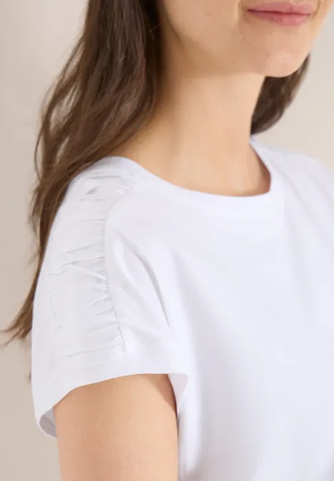 Shirt met korte mouwen en rimpels White