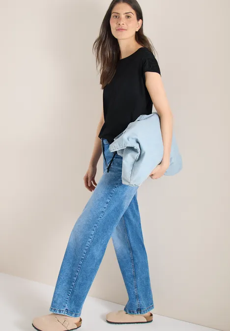 Shirt met korte mouwen en rimpels Black