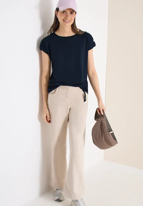 Shirt met korte mouwen en rimpels universal blue