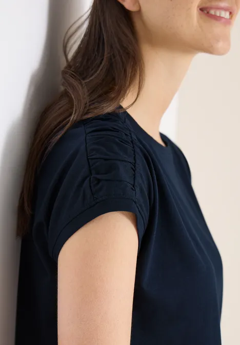 Shirt met korte mouwen en rimpels universal blue