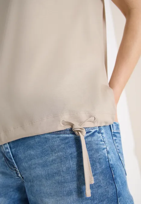 T-shirt à manches courtes avec fronces grain beige T-shirt à manches courtes avec fronces grain beige