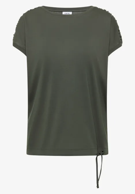 Kurzarm Shirt mit Raffung khaki