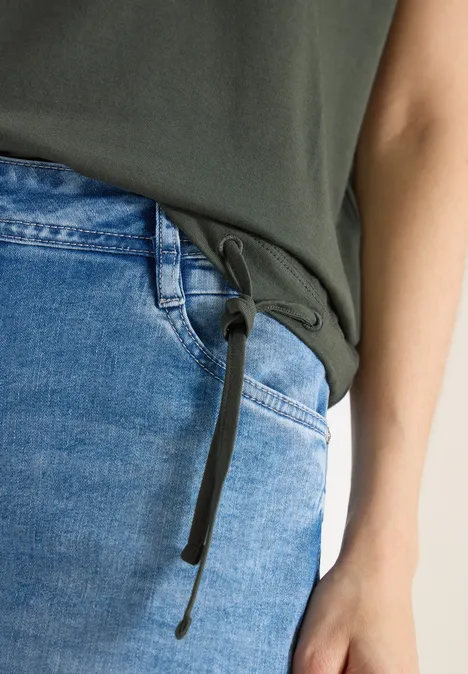 Shirt met korte mouwen en rimpels khaki