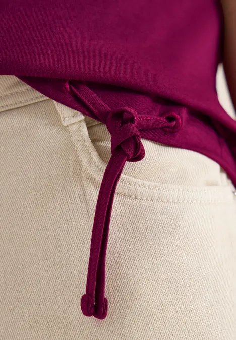 Shirt met korte mouwen en rimpels magenta purple