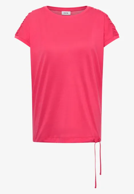 Kurzarm Shirt mit Raffung geranium red