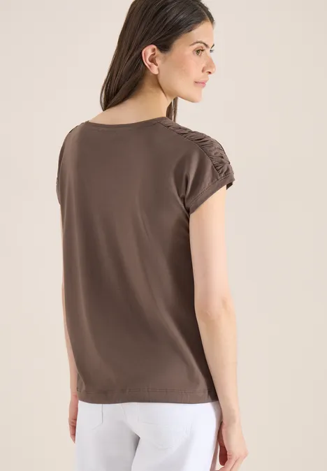 Shirt met korte mouwen en rimpels urban taupe