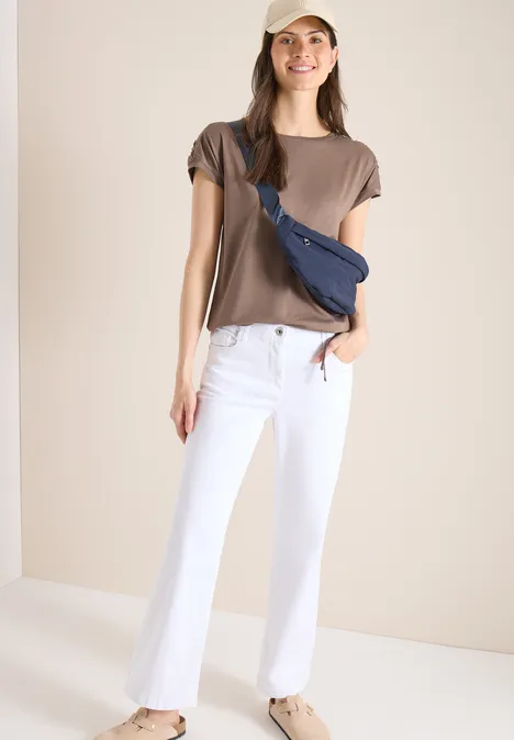 Shirt met korte mouwen en rimpels urban taupe