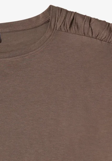 Shirt met korte mouwen en rimpels urban taupe