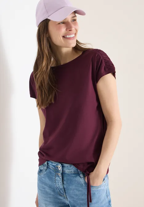 T-shirt à manches courtes avec fronces sweet grape red T-shirt à manches courtes avec fronces sweet grape red